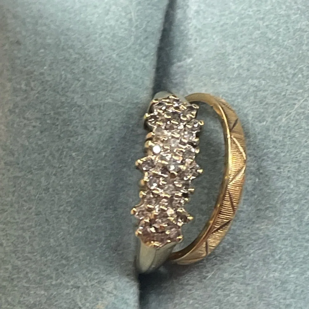 10k gold ring set with genuine diamonds cluster ring can be wedding ring size 6 - Picture 5 of 12